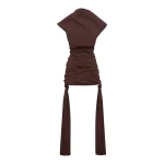 Shona Joy Campbell Draped Tie Mini Dress - Ristretto - Dresses - Australian Luxury Eventwear at Coveti