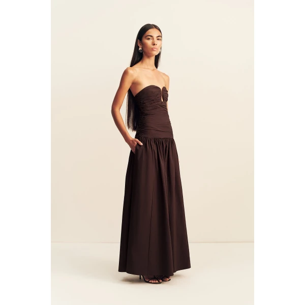 Shona Joy Campbell Fitted Drop Waist Maxi Dress - Ristretto - Dresses - Australian Luxury Eventwear at Coveti