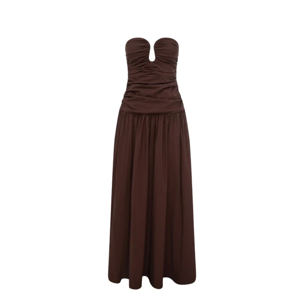Shona Joy Campbell Fitted Drop Waist Maxi Dress - Ristretto - Dresses - Australian Luxury Eventwear at Coveti