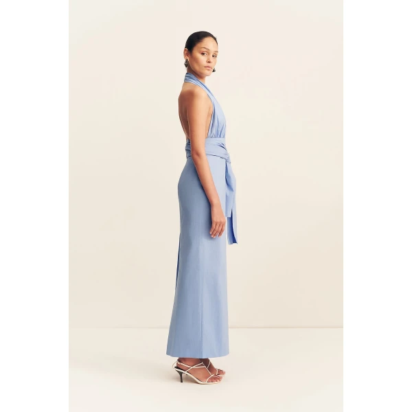 Shona Joy Campbell Halter Plunged Maxi Dress - Azurine - Dresses - Australian Luxury Eventwear at Coveti