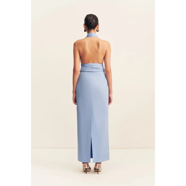 Shona Joy Campbell Halter Plunged Maxi Dress - Azurine - Dresses - Australian Luxury Eventwear at Coveti