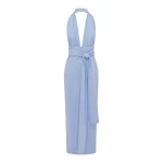 Shona Joy Campbell Halter Plunged Maxi Dress - Azurine - Dresses - Australian Luxury Eventwear at Coveti