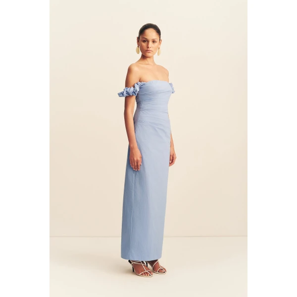 Shona Joy Campbell Off Shoulder Draped Maxi Dress - Azurine - Dresses - Australian Luxury Eventwear at Coveti