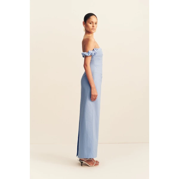 Shona Joy Campbell Off Shoulder Draped Maxi Dress - Azurine - Dresses - Australian Luxury Eventwear at Coveti