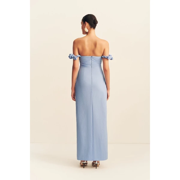 Shona Joy Campbell Off Shoulder Draped Maxi Dress - Azurine - Dresses - Australian Luxury Eventwear at Coveti