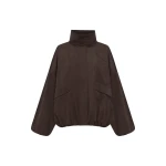 Shona Joy Ernest Funnel Neck Faux Suede Bomber Jacket - Cacao - Jackets - Australian Luxury Eventwear at Coveti