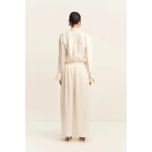 Shona Joy Huxley Textured Drawstring Pant - Vanilla - Pants - Australian Luxury Eventwear at Coveti