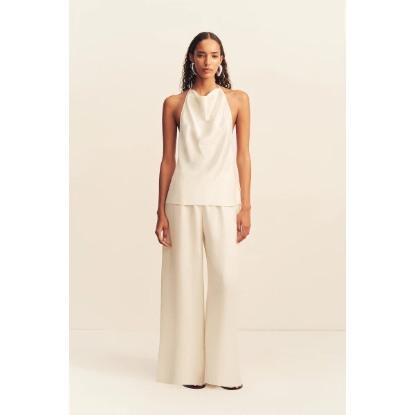 Shona Joy Huxley Textured Open Back Top - Vanilla - Tops - Australian Luxury Eventwear at Coveti