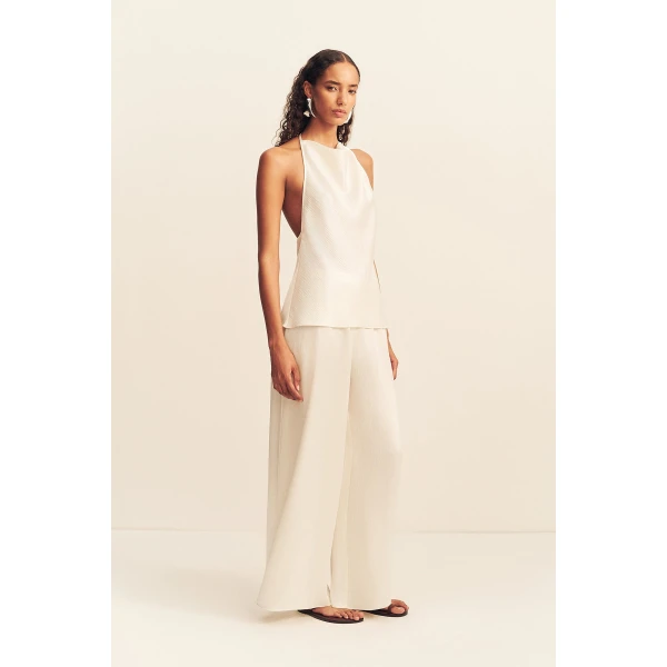Shona Joy Huxley Textured Open Back Top - Vanilla - Tops - Australian Luxury Eventwear at Coveti