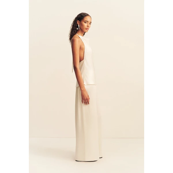 Shona Joy Huxley Textured Open Back Top - Vanilla - Tops - Australian Luxury Eventwear at Coveti
