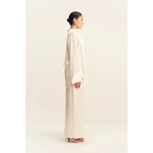 Shona Joy Huxley Textured Scarf Shirt - Vanilla - Tops - Australian Luxury Eventwear at Coveti