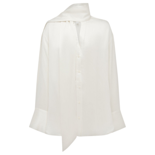Shona Joy Huxley Textured Scarf Shirt - Vanilla - Tops - Australian Luxury Eventwear at Coveti