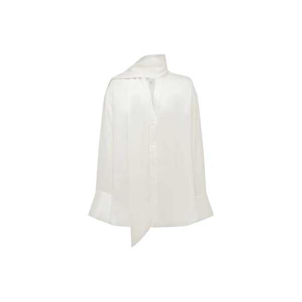 Shona Joy Huxley Textured Scarf Shirt - Vanilla - Tops - Australian Luxury Eventwear at Coveti