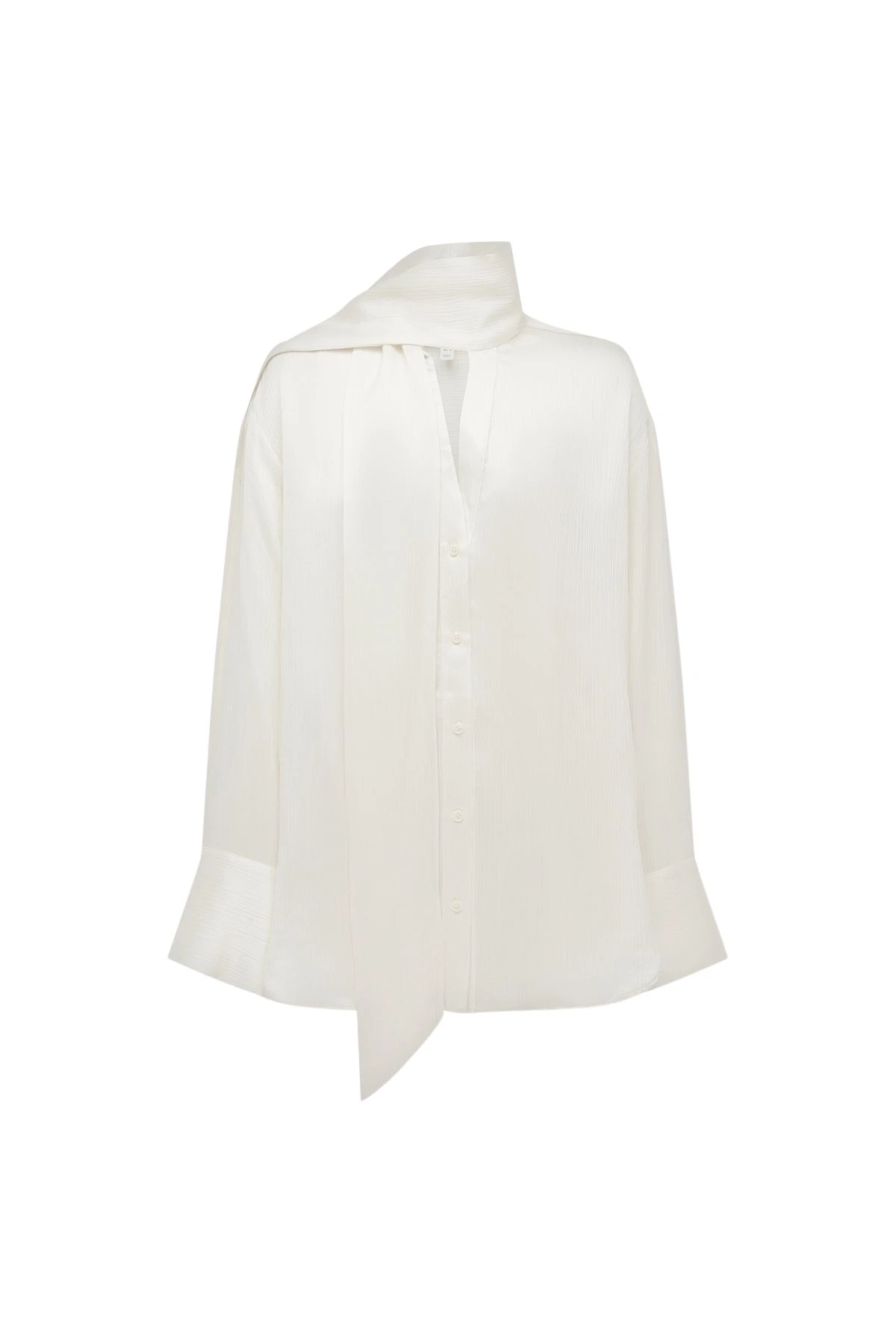 Shona-Joy-Huxley-Textured-Scarf-Shirt-Vanilla-coveti41143_nobg Shona Joy Huxley Textured Scarf Shirt - Vanilla - Tops - Australian Luxury Eventwear at Coveti
