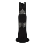 Shona Joy Jamila Plunged Lace Panelled Maxi Dress - Black - Dresses - Australian Luxury Eventwear at Coveti