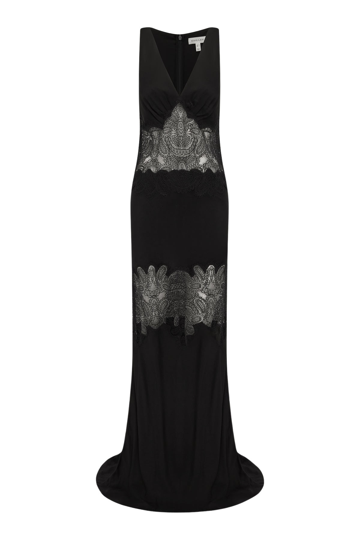 Shona Joy Jamila Plunged Lace Panelled Maxi Dress - Black - Dresses - Australian Luxury Eventwear at Coveti