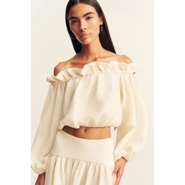 Shona Joy Jasper Linen Blend Blouse - Resin - Tops - Australian Luxury Eventwear at Coveti