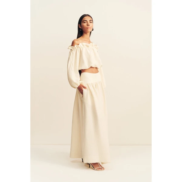 Shona Joy Jasper Linen Blend Blouse - Resin - Tops - Australian Luxury Eventwear at Coveti