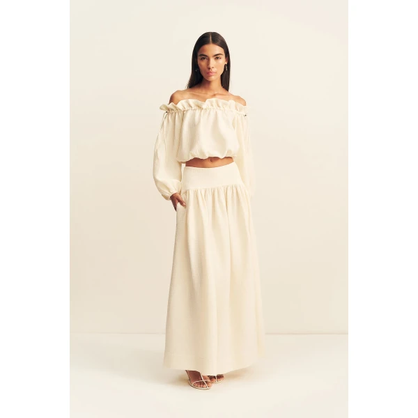 Shona Joy Jasper Linen Blend Maxi Skirt - Resin - Skirts - Australian Luxury Eventwear at Coveti