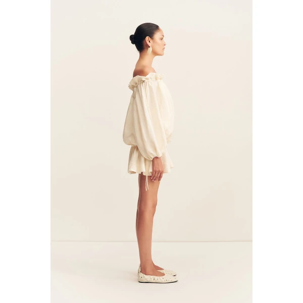 Shona Joy Jasper Linen Blend Mini Dress - Resin - Dresses - Australian Luxury Eventwear at Coveti