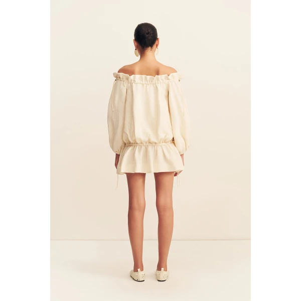 Shona Joy Jasper Linen Blend Mini Dress - Resin - Dresses - Australian Luxury Eventwear at Coveti