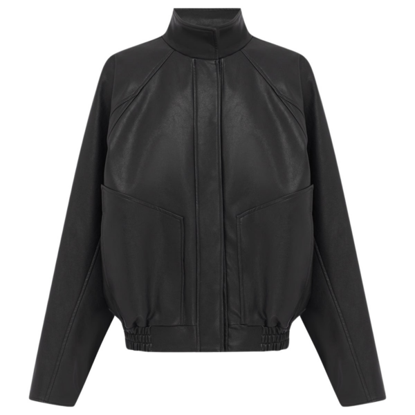 Shona Joy Kennedy Funnel Neck Faux Leather Jacket - Black - Jackets - Australian Luxury Eventwear at Coveti