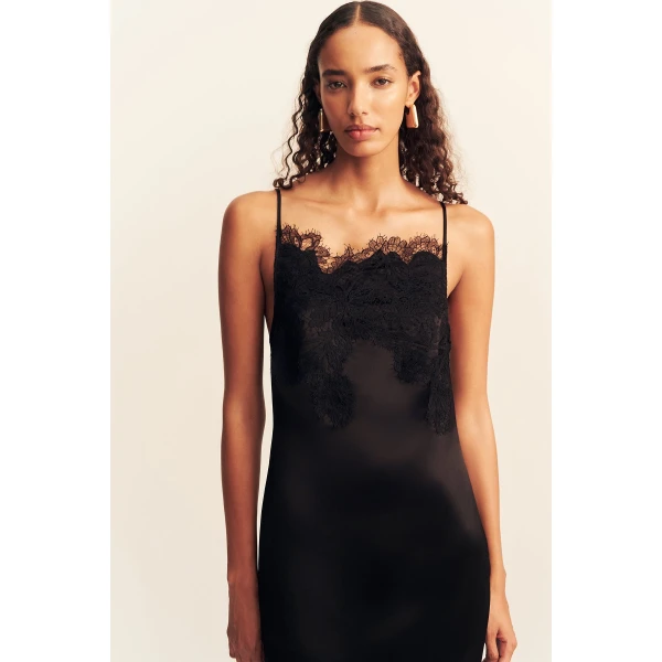 Shona Joy Lucia Lace Slip Midi Dress - Black - Dresses - Australian Luxury Eventwear at Coveti