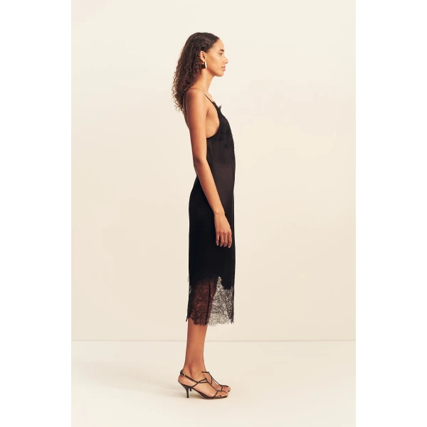 Shona Joy Lucia Lace Slip Midi Dress - Black - Dresses - Australian Luxury Eventwear at Coveti