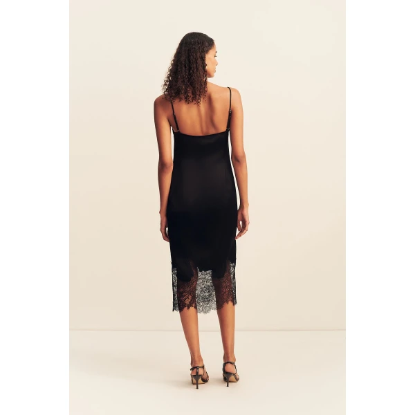 Shona Joy Lucia Lace Slip Midi Dress - Black - Dresses - Australian Luxury Eventwear at Coveti