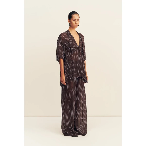 Shona Joy Maddox Short Sleeve Neck Tie Shirt - Tops - Australian Luxury Eventwear at Coveti