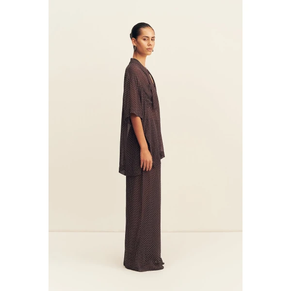 Shona Joy Maddox Short Sleeve Neck Tie Shirt - Tops - Australian Luxury Eventwear at Coveti