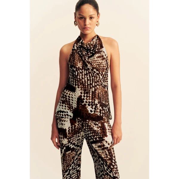 Shona Joy Maia Sheer Open Back Cowl Top - Tops - Australian Luxury Eventwear at Coveti