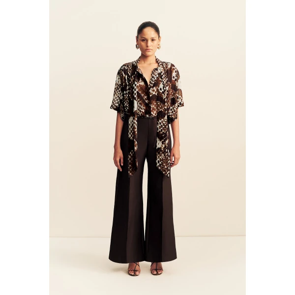 Shona Joy Maia Sheer Scarf Shirt With Tie - Tops - Australian Luxury Eventwear at Coveti