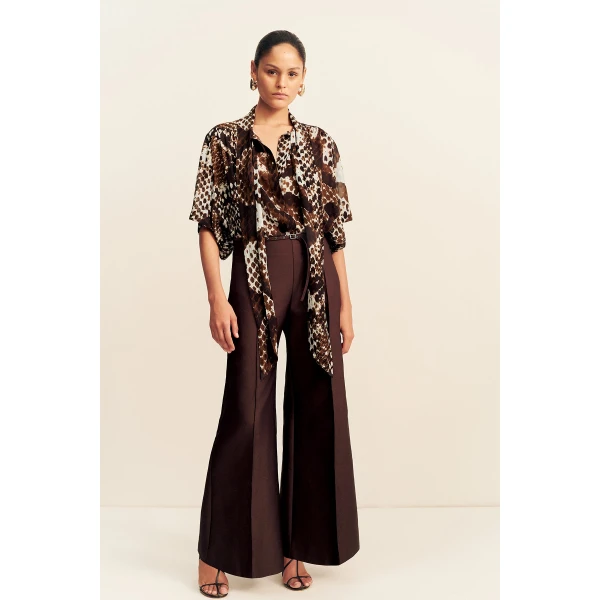 Shona Joy Maia Sheer Scarf Shirt With Tie - Tops - Australian Luxury Eventwear at Coveti