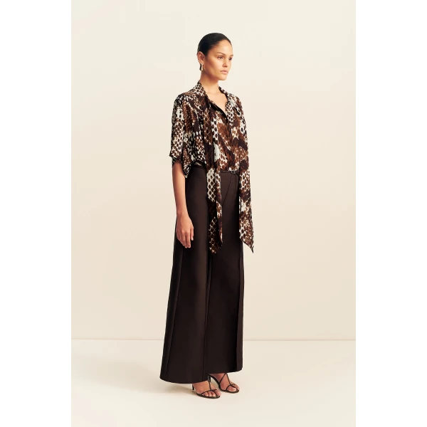 Shona Joy Maia Sheer Scarf Shirt With Tie - Tops - Australian Luxury Eventwear at Coveti