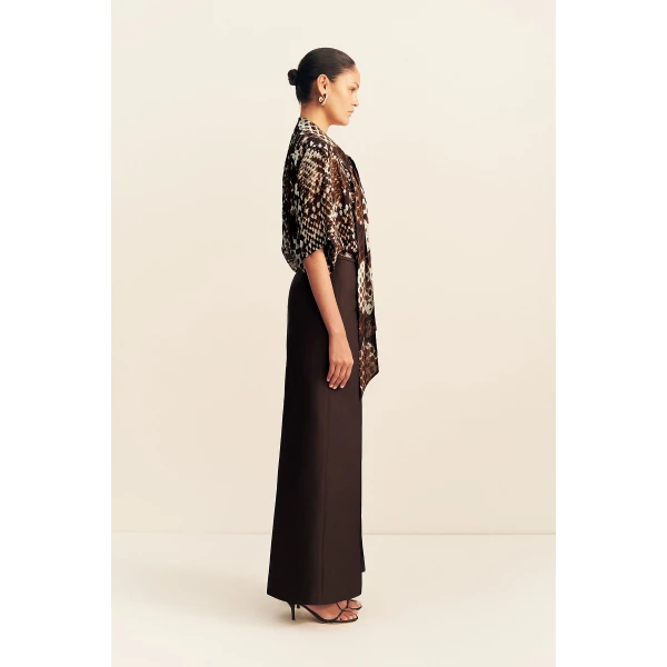 Shona Joy Maia Sheer Scarf Shirt With Tie - Tops - Australian Luxury Eventwear at Coveti