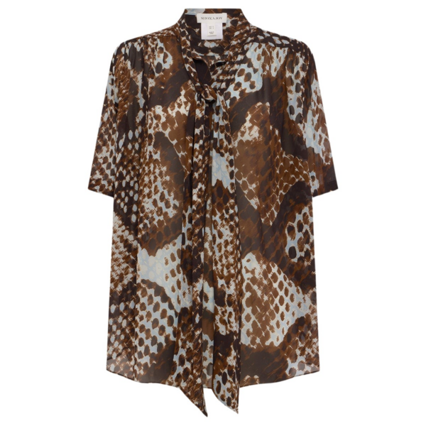 Shona Joy Maia Sheer Scarf Shirt With Tie - Tops - Australian Luxury Eventwear at Coveti