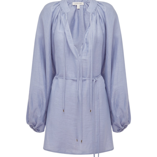Shona Joy Marlowe Linen Blend Mini Dress - Chambray - Dresses - Australian Luxury Eventwear at Coveti