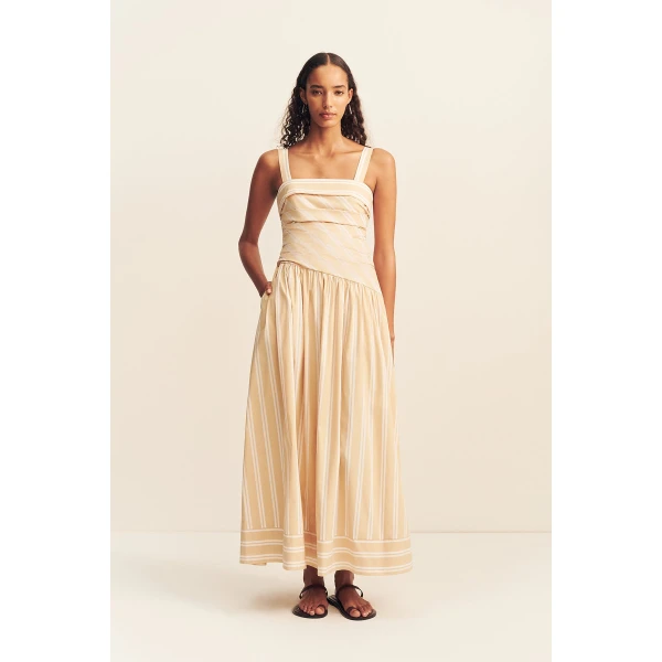 Shona Joy Omri Cotton Square Neck Maxi Dress - Dresses - Australian Luxury Eventwear at Coveti