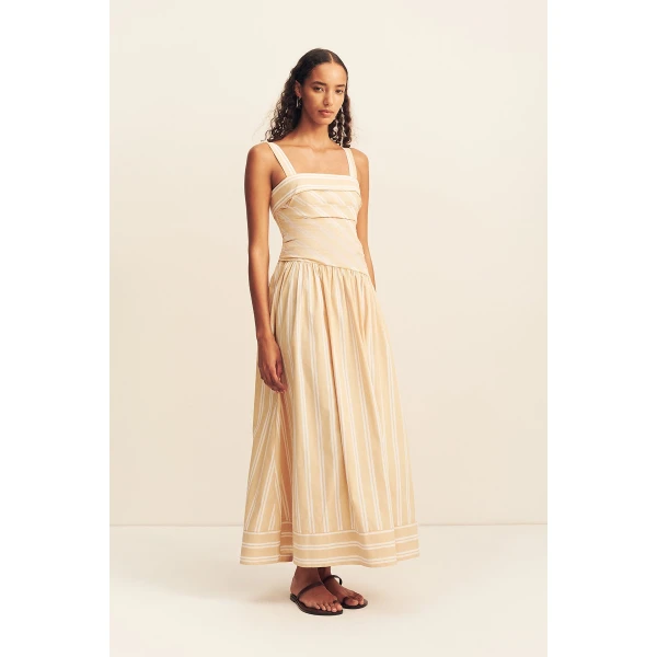 Shona Joy Omri Cotton Square Neck Maxi Dress - Dresses - Australian Luxury Eventwear at Coveti