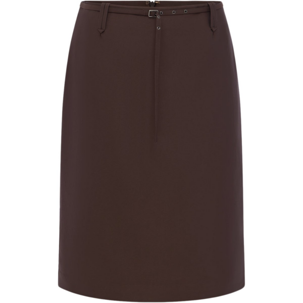 Shona Joy Otis Belted Midi Skirt - Ristretto - Skirts - Australian Luxury Eventwear at Coveti