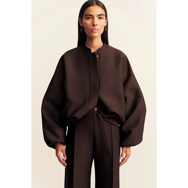 Shona Joy Otis Bomber Jacket - Ristretto - Jackets - Australian Luxury Eventwear at Coveti