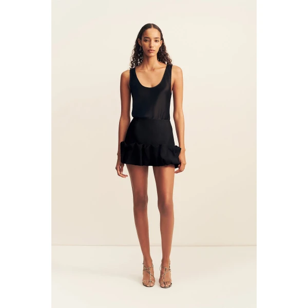 Shona Joy Otis Fitted Bubble Mini Skirt - Black - Skirts - Australian Luxury Eventwear at Coveti