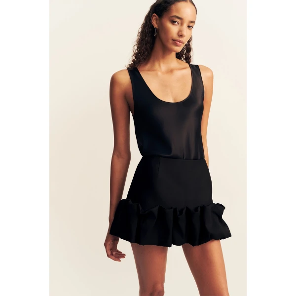Shona Joy Otis Fitted Bubble Mini Skirt - Black - Skirts - Australian Luxury Eventwear at Coveti