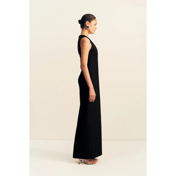 Shona Joy Otis Plunged Fitted Maxi Dress - Black - Dresses - Australian Luxury Eventwear at Coveti