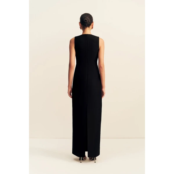 Shona Joy Otis Plunged Fitted Maxi Dress - Black - Dresses - Australian Luxury Eventwear at Coveti