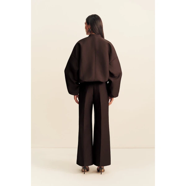 Shona Joy Otis Wide Leg Belted Pant - Ristretto - Pants - Australian Luxury Eventwear at Coveti