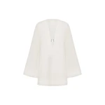 Shona Joy Paloma Plunged Long Sleeve Mini Dress - Ivory - Dresses - Australian Luxury Eventwear at Coveti
