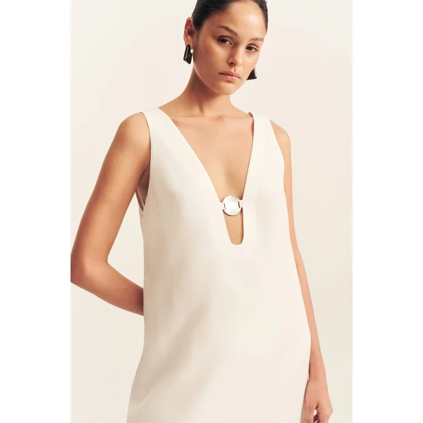 Shona Joy Paloma Plunged Maxi Dress - Ivory - Dresses - Australian Luxury Eventwear at Coveti