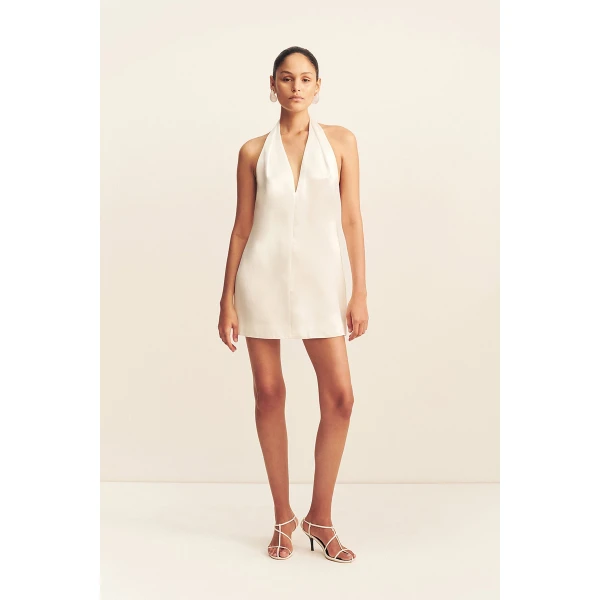 Shona Joy Savanna Halter Neck Mini Dress - Ivory - Dresses - Australian Luxury Eventwear at Coveti